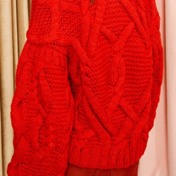 Ulla Johnson Pilar Cable Chunky Knit Pullover Sweater Navy Blue Confetti XS P - Picture 5 of 6